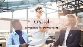  Presentation with german shepherd two young puppys - Presentation theme featuring visitor management - young waitress asking two young background and a  colored foreground