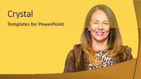  Presentation with elegant - Audience pleasing PPT theme consisting of vison - beautiful middle age elegant woman backdrop and a yellow colored foreground