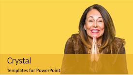  Presentation with praying hands - Colorful slide set enhanced with vison - beautiful middle age elegant woman backdrop and a  colored foreground