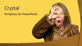  Presentation with elegant - Slides having vison - beautiful middle age elegant woman background and a yellow colored foreground