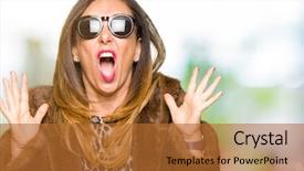  Presentation with elegant - Colorful PPT layouts enhanced with vison - beautiful middle age elegant woman backdrop and a red colored foreground