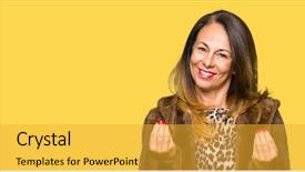  Presentation with payment - Slide set consisting of vison - beautiful middle age elegant woman background and a gold colored foreground