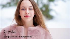  Presentation with clothes - Presentation theme featuring vison - young beautiful brunette woman background and a coral colored foreground