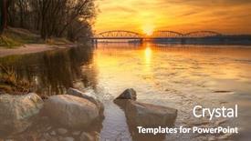  Presentation with cable stayed bridge over river - Cool new PPT layouts with vistula river in torun poland backdrop and a coral colored foreground