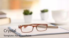  Presentation with glasses - Amazing slide deck having visual acuity - close up view of glasses backdrop and a  colored foreground