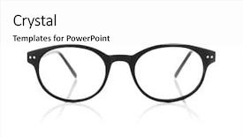  Presentation with modern eye glasses on yellow - Beautiful PPT theme featuring visual acuity - close up view of modern backdrop and a white colored foreground
