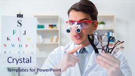  Presentation with visual acuity - PPT theme featuring visual acuity - eye doctor in eyecare concept background and a  colored foreground