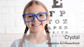  Presentation with visual acuity - Slides enhanced with visual acuity - little girl with spectacles background and a lemonade colored foreground