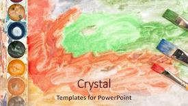  Presentation with abstract art - PPT theme with visual art - abstract background with artists brushes background and a lemonade colored foreground