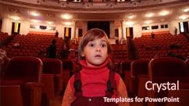  Presentation with theater - Amazing presentation theme having visual art performing arts - child in theater backdrop and a wine colored foreground