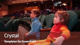  Presentation with theater - Slides enhanced with visual art performing arts - children in theater background and a tawny brown colored foreground