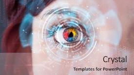  Presentation with cyber - PPT layouts enhanced with visual communications - future woman with cyber technology background and a soft green colored foreground