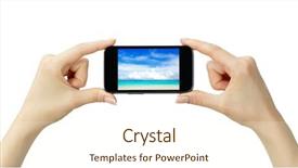  Presentation with holding hands - Beautiful slides featuring visual communications - hands holding mobile isolated backdrop and a cream colored foreground