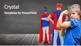  Presentation with king crown - Colorful theme enhanced with visual effects - digital composite of superhero kids backdrop and a dark gray colored foreground