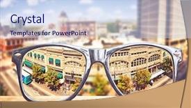  Presentation with vintage retro - Presentation theme having visual effects - hipster glasses on a park background and a sky blue colored foreground