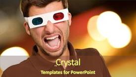  Presentation with thick glasses - PPT theme featuring visual effects - scared man wearing 3d glasses background and a tawny brown colored foreground
