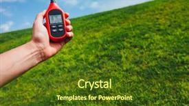  Presentation with measuring - Theme enhanced with visual environment - portable thermometer in hand measuring background and a tawny brown colored foreground