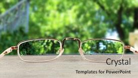  Presentation with vision - Audience pleasing PPT layouts consisting of visual environment - vision concept glasses on green backdrop and a  colored foreground