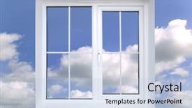  Presentation with window frame - Slide deck featuring visual environment - window frame against a blue background and a light blue colored foreground