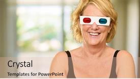  Presentation with elderly woman in nursing - Cool new theme with visual illusions - happy elderly woman wearing 3d backdrop and a  colored foreground