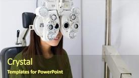  Presentation with visual impairment - Colorful PPT layouts enhanced with visual impairment - woman checking on her eye backdrop and a tawny brown colored foreground