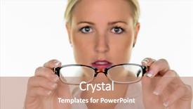  Presentation with refractive error - Beautiful theme featuring visual impairment - woman holding glasses in hand backdrop and a coral colored foreground