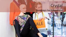  Presentation with promotion - PPT layouts having visual merchandising - shopkeeper working at promotion putting background and a red colored foreground