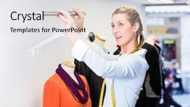  Presentation with visual merchandising - Presentation theme having visual merchandising - window dresser or small business background and a light gray colored foreground