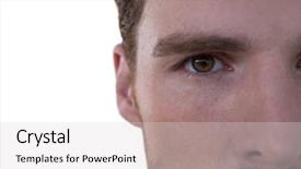  Presentation with extreme - Audience pleasing theme consisting of visual perception - extreme close up of man backdrop and a light gray colored foreground