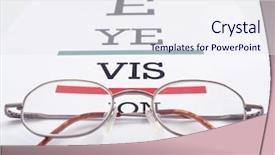  Presentation with visual perception - Slide deck with visual perception - eye glasses placed on conceptual background and a  colored foreground