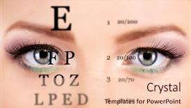  Presentation with visual perception - PPT layouts enhanced with visual perception - eye with test vision chart background and a  colored foreground