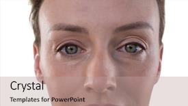  Presentation with white pigeon against the blue - Beautiful PPT layouts featuring visual perception - portrait of woman smiling backdrop and a  colored foreground