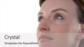  Presentation with swim against the current - Presentation theme having visual perception - thoughtful woman looking away background and a  colored foreground