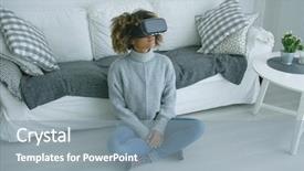  Presentation with world geography earth globe model - Slide deck consisting of visual perception - young ethnic model in sweater background and a  colored foreground