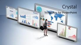  Presentation with courier business finance analysis - Audience pleasing presentation theme consisting of visualisasi - concept of business charts backdrop and a  colored foreground