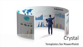  Presentation with spreadsheet data and business charts - Slide deck consisting of visualisasi - concept of business charts background and a  colored foreground