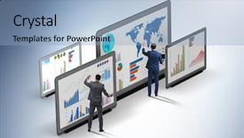  Presentation with finance - Colorful presentation theme enhanced with visualisasi - concept of business charts backdrop and a  colored foreground