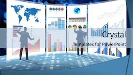  Presentation with spreadsheet data and business charts - Presentation theme featuring visualisasi - concept of business charts background and a  colored foreground