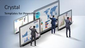 Presentation with spreadsheet data and business charts - Cool new slide set with visualisasi - concept of business charts backdrop and a  colored foreground