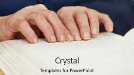  Presentation with blind - Cool new presentation design with visually handicapped woman hands reading backdrop and a sky blue colored foreground