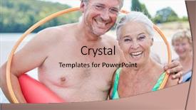  Presentation with senior couple - Presentation theme having vital senior couple in summer background and a coral colored foreground