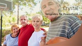  Presentation with pensioner - Beautiful slide set featuring vital-senior-group backdrop and a soft green colored foreground