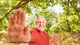  Presentation with tai chi - PPT layouts having vital-senior-with-a-tai background and a coral colored foreground