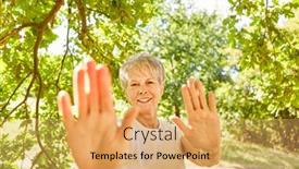  Presentation with tai chi - Slide deck having vital-senior-woman-doing background and a yellow colored foreground