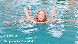  Presentation with swimming pool - Audience pleasing slides consisting of vital-senior-woman-in-pool backdrop and a teal colored foreground