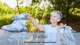  Presentation with skating - Presentation theme having vital-senior-woman-with-inline background and a light blue colored foreground