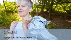  Presentation with senior fitness - Slide deck consisting of vital-senior-woman-with-roller background and a light blue colored foreground