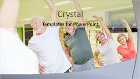  Presentation with gymnastics - Audience pleasing slide set consisting of vital-seniors-group-during-healthy backdrop and a soft green colored foreground