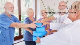  Presentation with rehab - Colorful PPT theme enhanced with vital-seniors-in-the-rehab backdrop and a soft green colored foreground