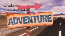  Presentation with adventure - Audience pleasing PPT theme consisting of vital signs - adventure sign with road background backdrop and a coral colored foreground